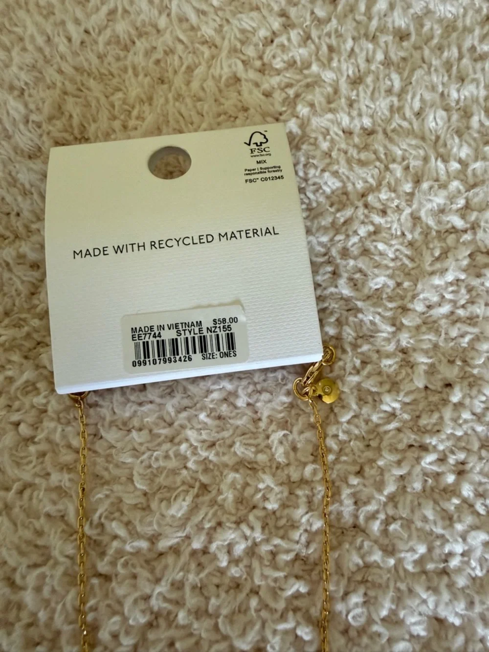 Madewell Gold Floral Charm Necklace with Deep Red Stone - Picture 4 of 5